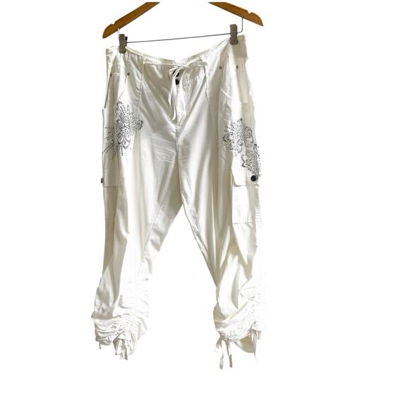 I.N.C. International Concepts Scrunch Pants Size 14 Embellished Butterfly White - Picture 1 of 12